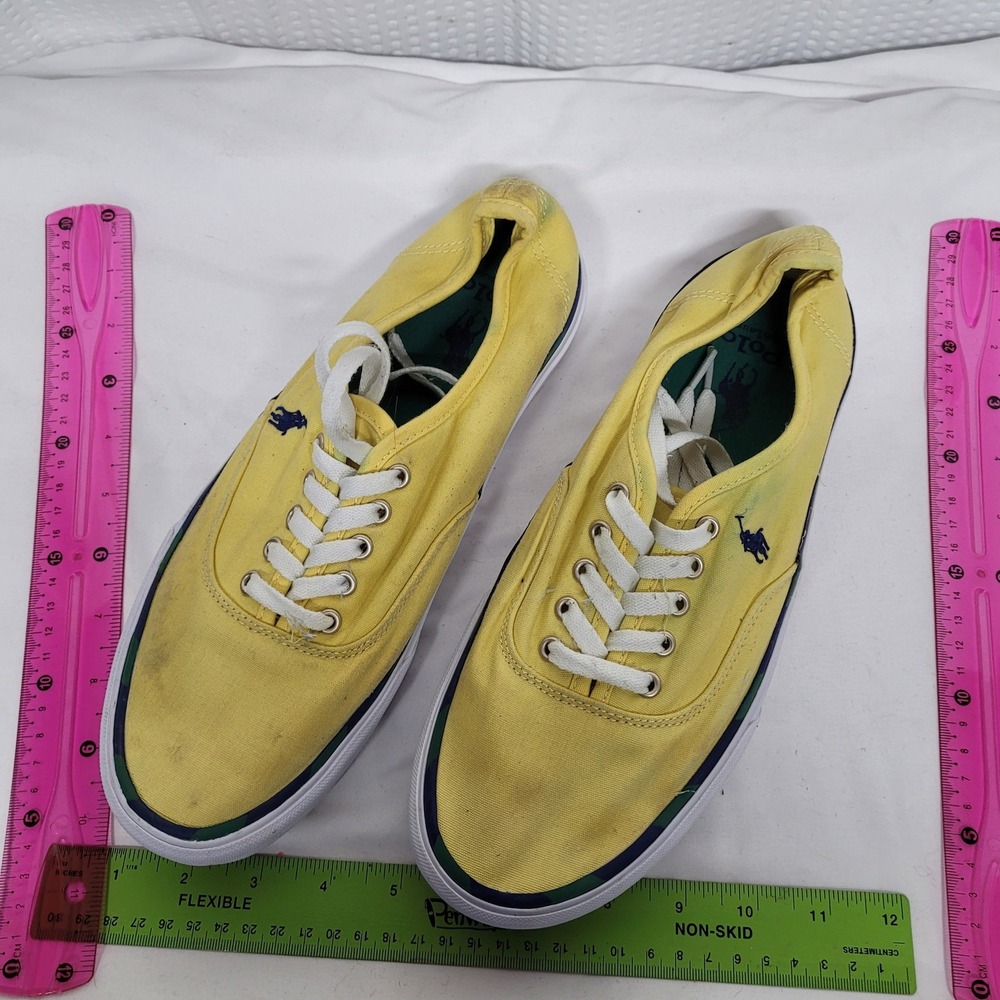 Polo Ralph Lauren Keaton Pony Yellow Canvas Sneakers Mens 9.5 Low Top Lace Up